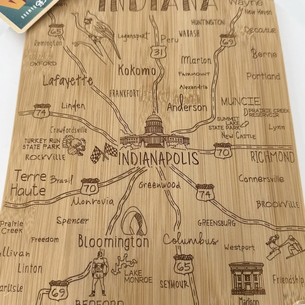 Totally Bamboo Destination Indiana State Shaped Serving and Cutting‎ Board